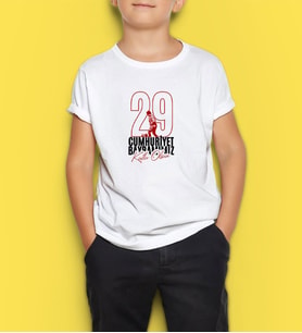 BK Gift 29 Ekim Tasarımlı Erkek Çocuk Beyaz Tişört-5, Arkadaşa Hediye, 29 Ekim Hediyesi Hediyesi, Trend Tişört, 100.Yıl Hediyesi