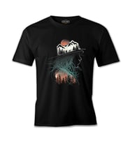 Doğa Macera Kamp Silüet Siyah Erkek Tshirt