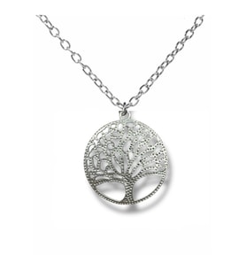 Eternal Roots – Yaşam Ağacı Figürlü Unisex Kolye (60 cm Zincirli) (Gümüş)