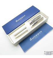 Waterman Allure Deluxe Beyaz Dolma Kalem + Tükenmez Kalem Set  İsme Özel Kalem  Hediyelik Kalem