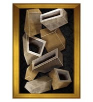 Soyut Şekiller Motifli Kanvas Tablo 50 x 70 cm Gold Çerçeve