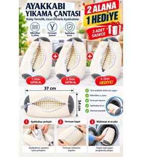 2 Alana 1 Hediye Ayakkabı Yıkama Çantası – Mikrofiber Fermuarlı Koruyucu Yıkama Filesi