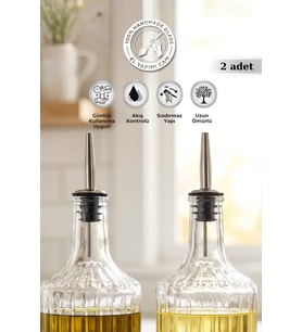 Selen Concept Paslanmaz Çelik Uçlu Sızdırmaz Yağdanlık Kapağı ve Şişe Tıpası 2Li Set