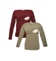 LuvmaBelly MYRA2703_2707 Emzirme tshirt seti (Kırmızı)