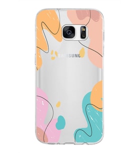 Samsung Galaxy S7 Kapak Karışık Renkler Tasarımlı Şeffaf Silikon Kılıf