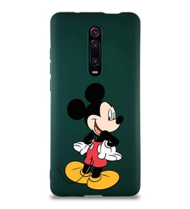 Xiaomi Mi 9T Soft Premier Kapak Mickey Mouse-D Tasarımlı Silikon Kılıf - Yeşil (Şeffaf)