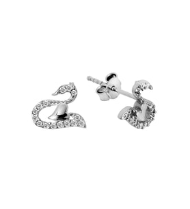 925 Ayar Gümüş Kuğu Figürlü Küpe - K075401