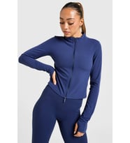 Nike Zenvy Dri-FIT Full-Zip Long-Sleeve Top Sweatshirt Navy Kadın Fermuarlı Sweatshir Lacivert
