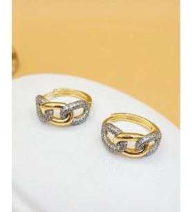 Chain Zirkon Taşlı Gold Zincir Küpe