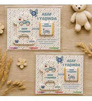 Araba Temalı Çikolatalı 1 Yaş Açacak Magnet