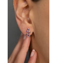 Elika Silver Kadın Mix Taşlı Yılan Model 925 Ayar Gümüş Küpe (Rose)