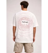 pilelistore- Erkek Bisiklet Yaka Baskılı Kısa Kollu Tişört Streetwear Günlük Basic Pamuklu T-shirt - (Beyaz)