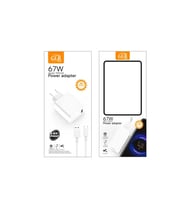 67W USB-A Hızlı Şarj Adaptörü Type-C Kablolu Beyaz