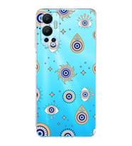 PrintiFy İnfinix Hot 12 ile Uyumlu Nazar Boncuğu 5  Kamera Korumalı Şeffaf Silikon Kılıf