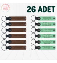 A Kahve & Yeşil, İşletmelerin Müşterilerine Özel Hediye 26'lı Set İsim Yazılabilir Deri Anahtarlık