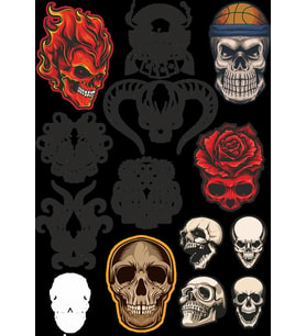 İskelet Sticker Set-7 13 Parça Telefon, Tablet, Defter, Laptop Sticker