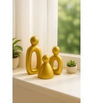 3’lü Gold Set Soyut Aile Figürü – Modern Dekoratif Heykel