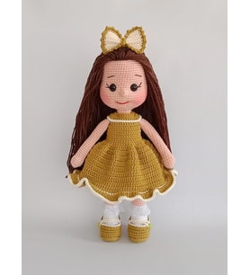 Yağ Yeşili Fatoş Bebek Amigurumi Organik Oyuncak
