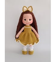 Yağ Yeşili Fatoş Bebek Amigurumi Organik Oyuncak