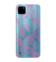 Realme C21Y/C25Y Uyumlu Pembe Leopar Desenli Şeffaf Telefon Kılıfı