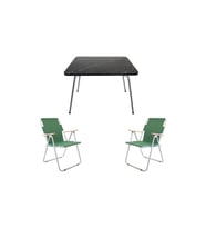 Bofigo 60x80 Granit Katlanır Masa + 2 Adet Katlanır Sandalye Kamp Sandalye Yeşil