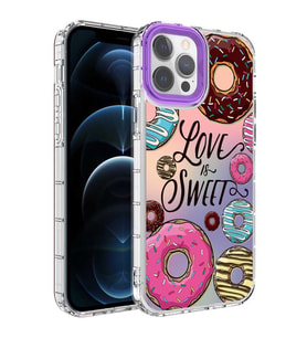 iPhone 12 Pro Max Kılıf Renkli Desenli Sert Silikon Korn Kılıf NO11