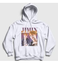 Presmono Unisex Beyaz Poster K Pop Jimin Bts Kapüşonlu Sweatshirt 272333tt