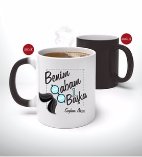 BK Gift Kişiye Özel Babalar Günü Hediyesi Benim Babam 1 Başka Tasarımlı Sihirli Kupa Bardak-1 (Beyaz)