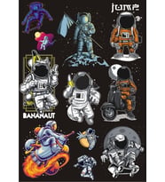 Astronot Temalı Sticker Set-2 10 Parça Telefon, Tablet, Defter, Laptop Sticker