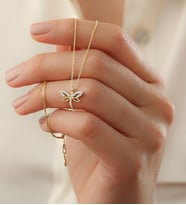 Saklı Takı 925 Ayar Gold Yusufçuk Gümüş Kolye