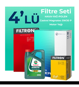 Filtron Peugeot 3008 1.2 Benzin Puretech Filtre Bakım Seti Castrol Motor Yağlı (2016-2024) 4 Lü