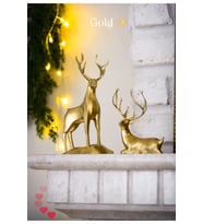 2li 18cm Gold Altın Varak Dekoratif Hafif Şık Tasarım Hediyelik Obje Biblo Bioplastik Geyik