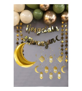 Ramazan Süsleme Hoşgeldin Ramazan Gold Yazı Ledli Zincir Balon Seti 11 Ayın Sultanı -