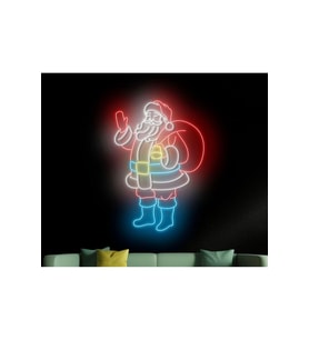Noel Baba Figürlü Neon Tabela