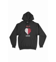 Valletta Malta Bayraklı Kalpli Siyah Sweatshirt Hoodie