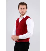 erkek hakiki  deri süet yelek (Bordo)