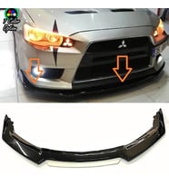 Mitsubishi Lancer Evo Beyaz Renkli Şeritli Dilli Ön Lip 4 Prç Parlak Siyah ABS