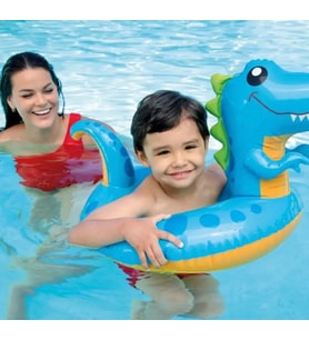 Dinozor Simit (3-6 Yaş) Yüzme Simidi Havuz Deniz Şişme Yüzücü Sea Ring Pool (Mavi)