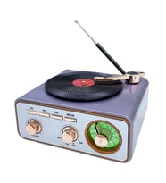 Hoparlör Radyo Plak Çalar Görünümlü MD-1217BT Bluetooth Nostaljik Tasarım USB, TF, AUX, FM/AM/SW (Mavi)