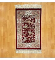 Şehname Motifli 250 X 350 CM İpek Halı Bordo