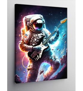 Kanvas Tablo Elektro Gitar Çalan Astronot
