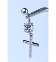 Sallantı Haç Göbek Silver Piercing