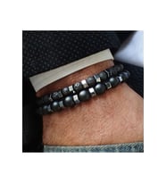 Erkek - Şık Tasarım 2 Adet Lav Ve Onix Doğal Taşlı Bileklik  Handcrafted