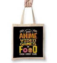 Anime Video Games Or Food Or I Don't Care Bez Çanta Uzun Saplı