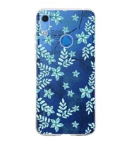 Huawei Y6s 2019 Uyumlu Kapak Floral Su Yeşili Tasarımlı Şeffaf Silikon Kılıf