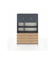 Arges Dolap 8 Raflı 8 Çekmeceli 3 Kapaklı 132x30x195 Antrasit-Antrasit/Çam