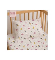 %100 Pamuklu Bebek Lastikli Çarşaf 60x120+20 + Bebek Yastık Kılıfı 35x45