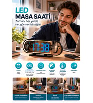 Modern Dijital LED Masa Saati Alarm Özellikli 12 24 Saat Seçenekli Sıcaklık Göstergeli Ekran