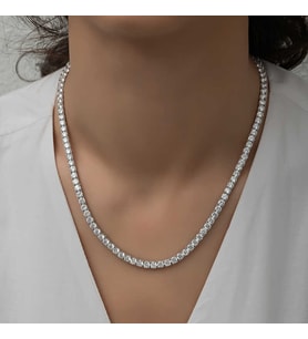 Gümüş 6 mm Beyaz Taşlı Su Yolu Kadın Kolye