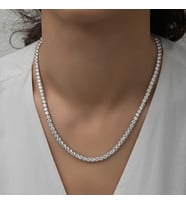 Gümüş 6 mm Beyaz Taşlı Su Yolu Kadın Kolye